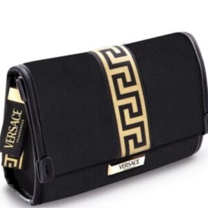 Versace Black Toiletry Bag with Gold Accents